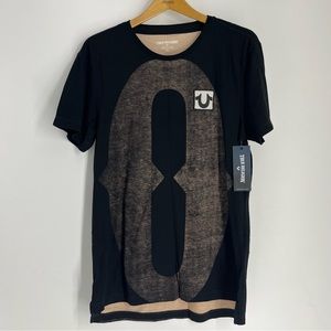 NWT True Religion Shirt MenMedium Black Grey Long Property Of None 02 Grunge AOP